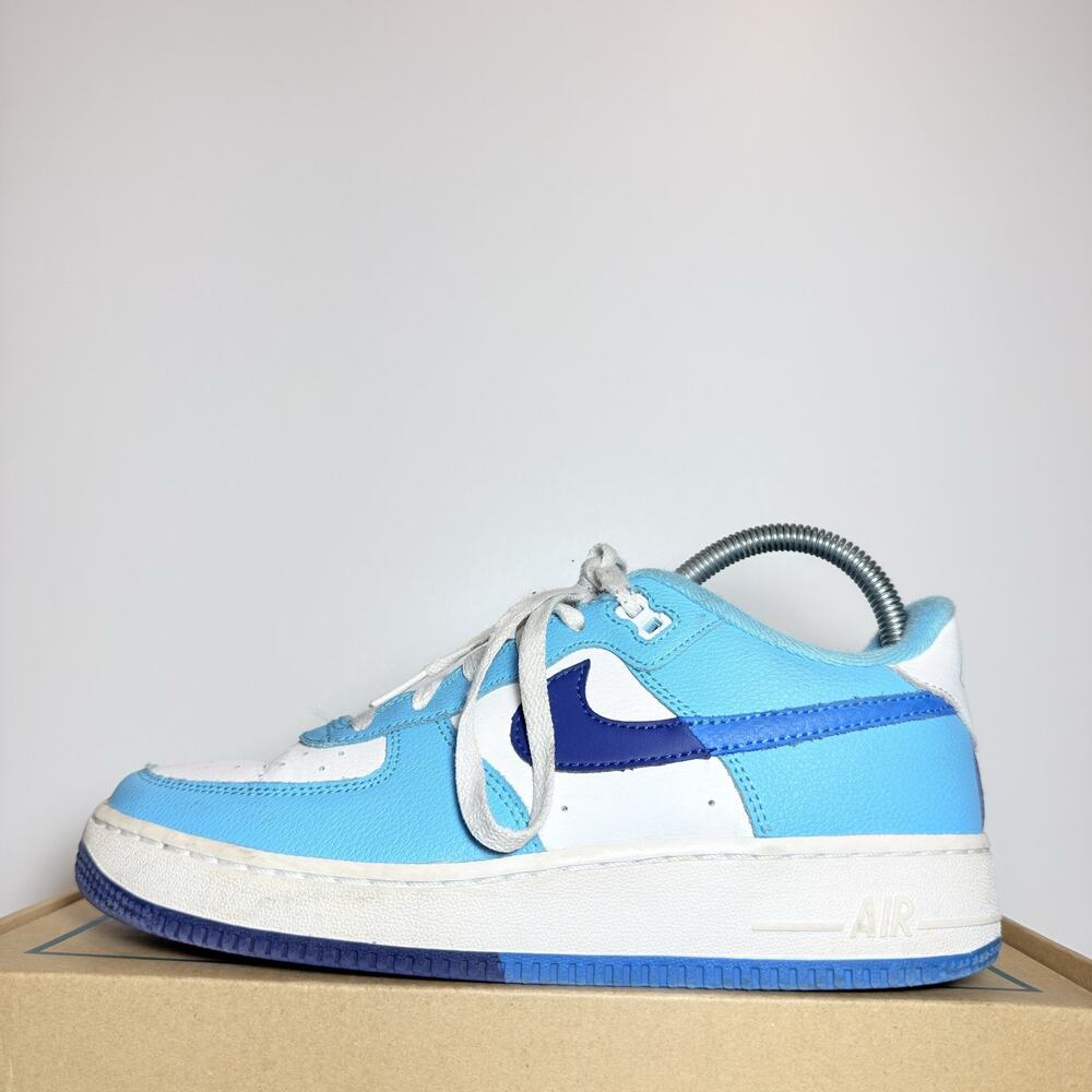 Nike Air Force 1 Low LV8 Split Light Photo Blue White Kids Shoes Size 6.5Y Used